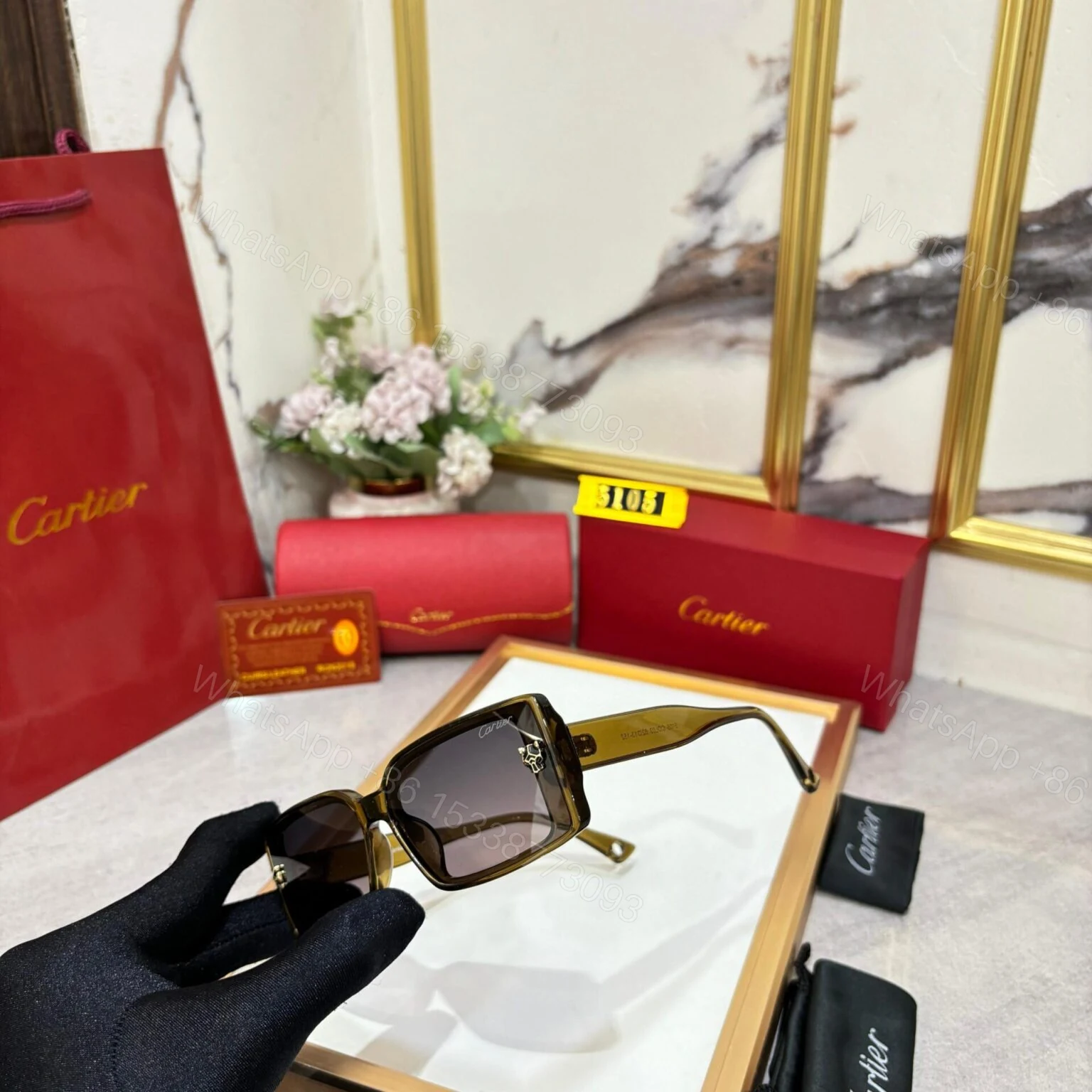 View 2 of Cartier Wayfarer Women Black-Gray UV Protection