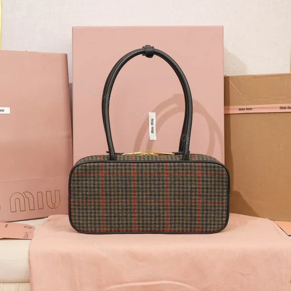 View 2 of 高仿miumiu*Beau系列5BB173織物千鳥格手提包免檢版
