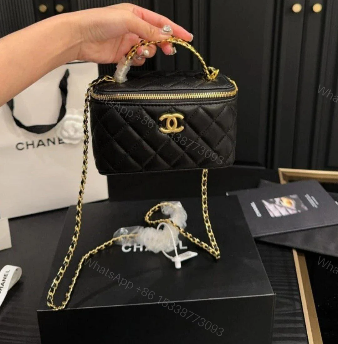 View 2 of Vanity Case With Logo Top Handle Bag Black