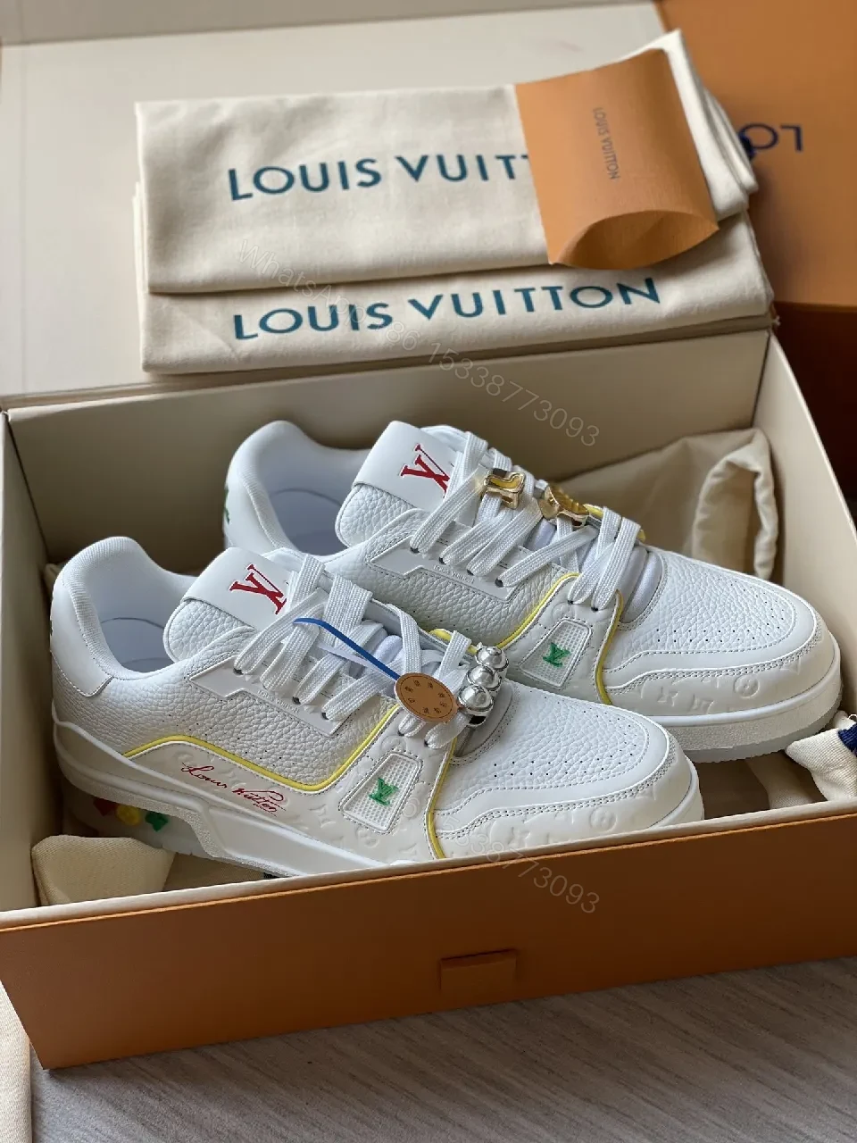 View 2 of White Textured Leather Sneakers Luxury Accents - Modern City Style