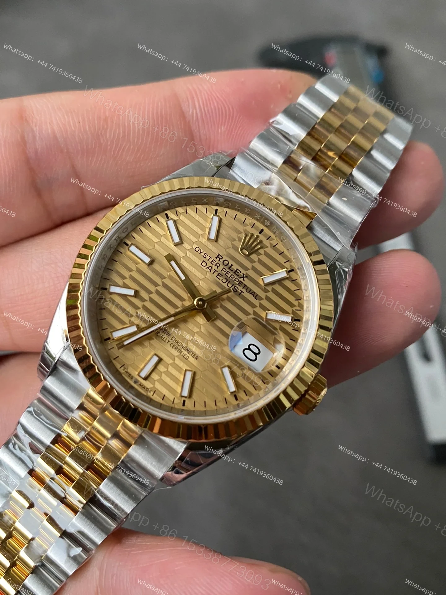 View 3 of Rolex Datejust M126233-0039 1:1 Replica Water Ripple Gold Dial Jubilee 36MM 3235 Movement Super Clone Watch