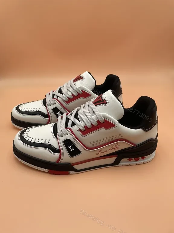 View 9 of White + Leather + Fashion Sneaker + LV Stripe Detail + Sneaker