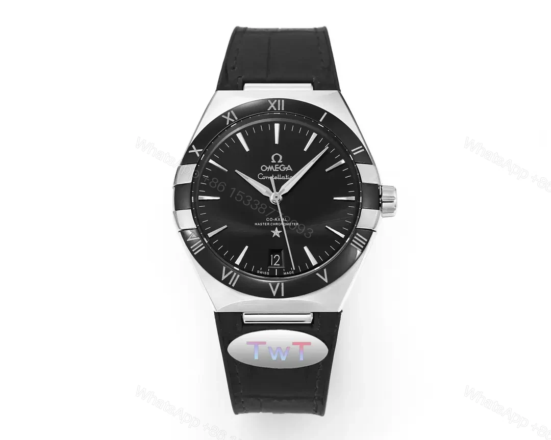 Omega Constellation Meteorite Series 5th Generation 41MM Black Dial Watch with Black Leather Strap — view 1