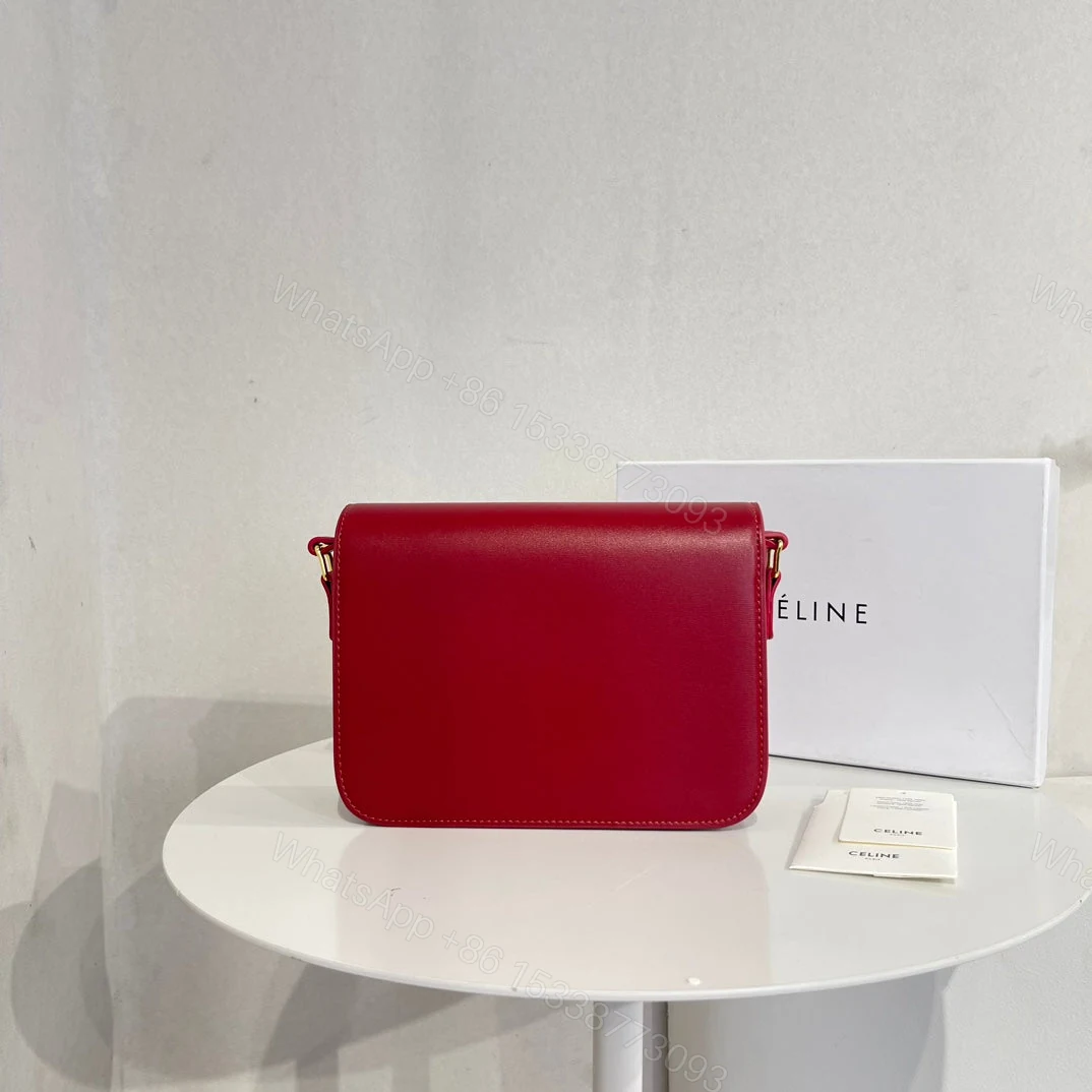 View 3 of CELINE TEEN TRIOMPHE BAG IN SHINY CALFSKIN RED 18 CM