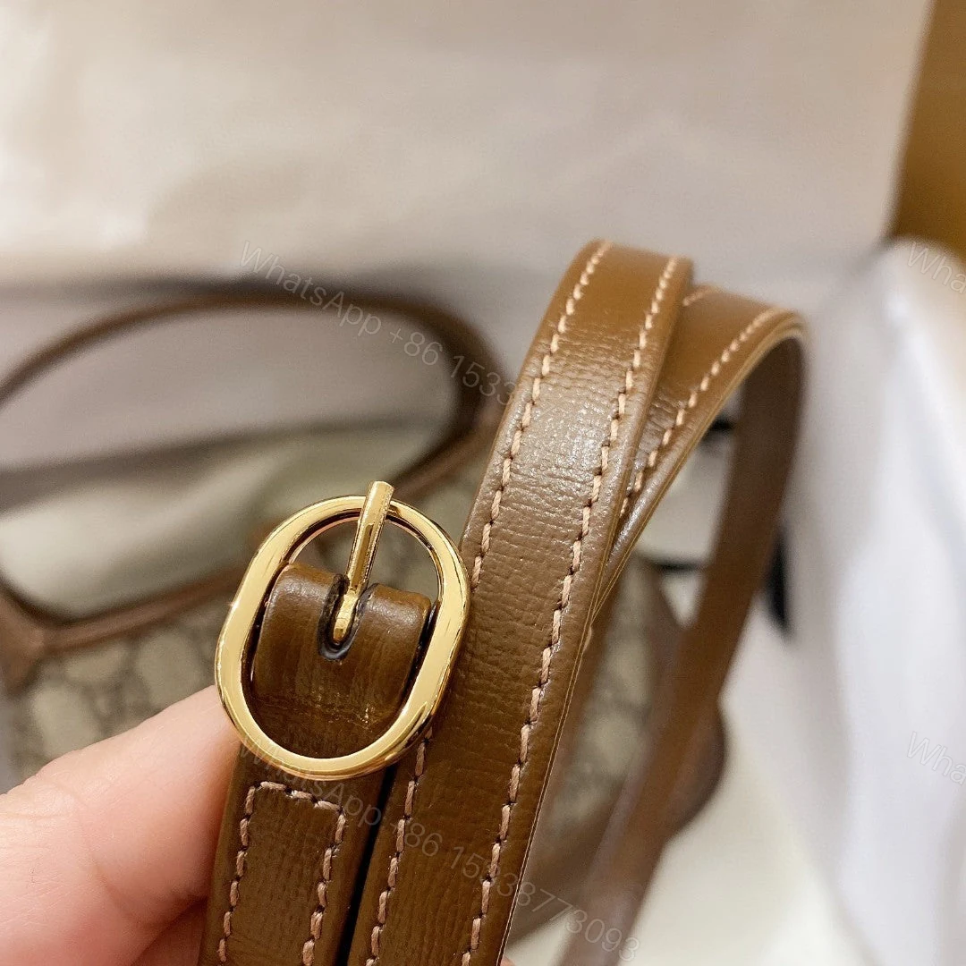 View 7 of JACKIE 1961 SMALL 28 SHOULDER BAG IN BEIGE CANVAS AND BROWN CALFSKIN