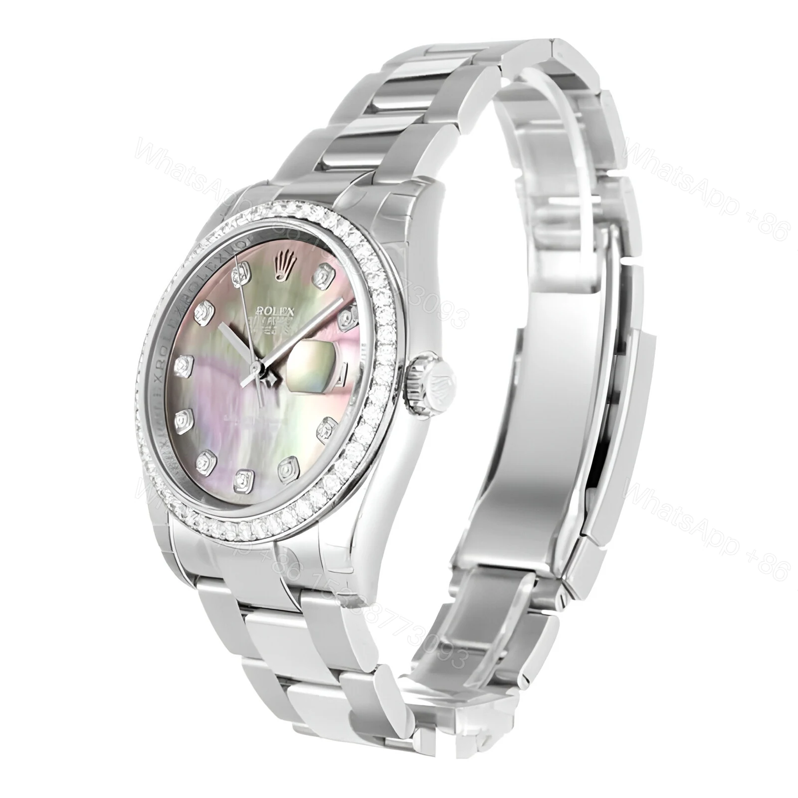 View 2 of Rolex Datejust Diamond Bezel Pink Dial 116244 Oyster Replica