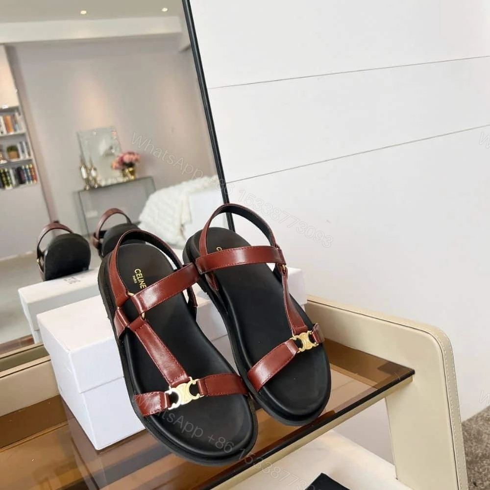 View 5 of CELINE MAUD SANDAL WITH TRIOMPHE RUST 362225042C 18RS