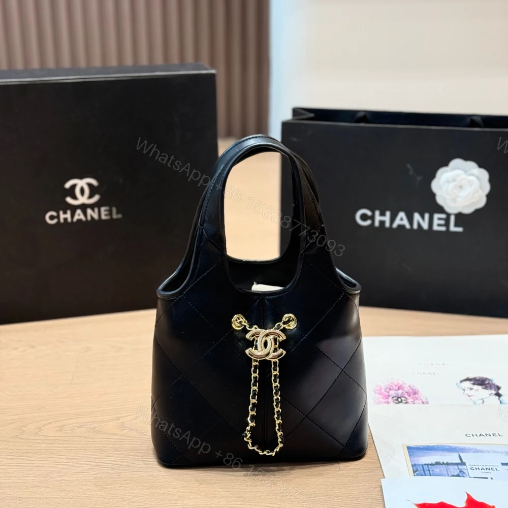 View 2 of Chanel Small Shopping Bag Gold Tone Hardware Black 22Cm