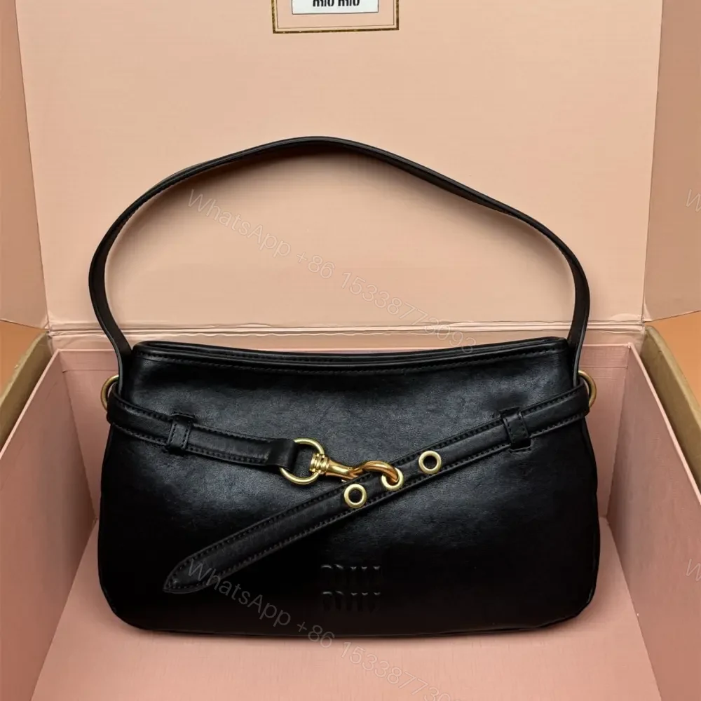 高仿miumiu*Aventure系列5BC182小羊皮腋下包黑色小號免檢版 — view 1