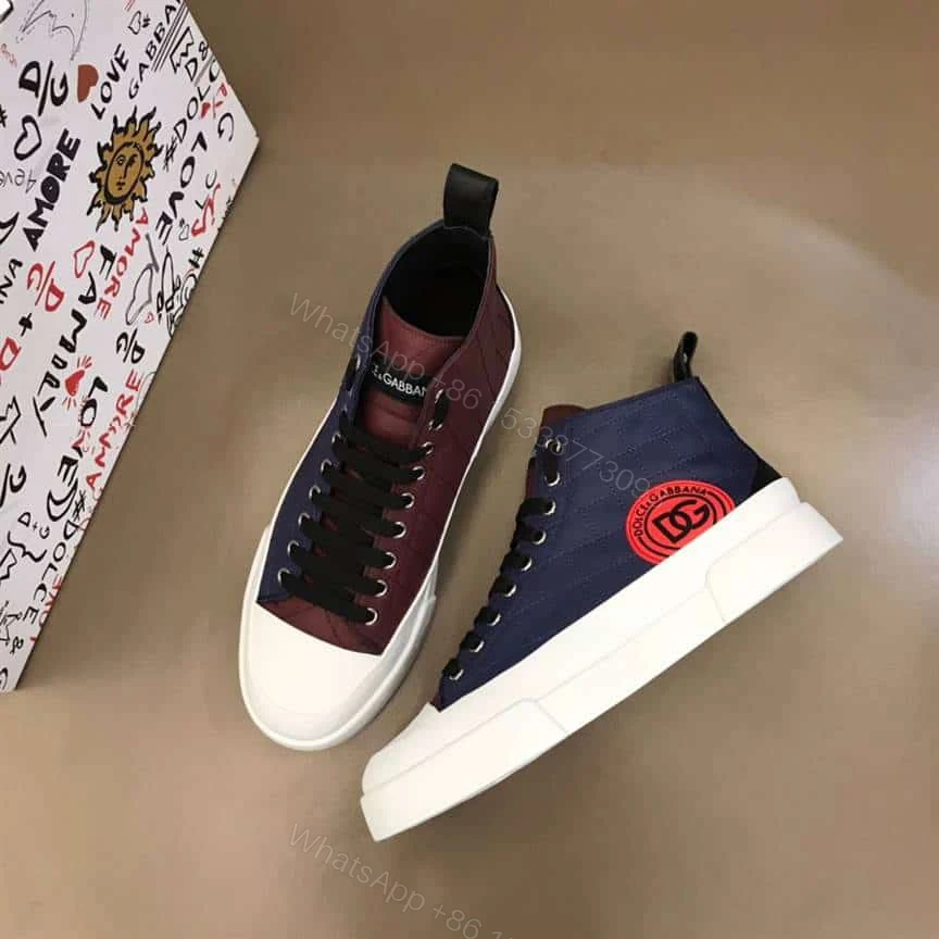 View 10 of DOLCE AND GABBANA QUILTED TWO-TONE NYLON PORTOFINO LIGHT MID-TOP SNEAKERS – DG105