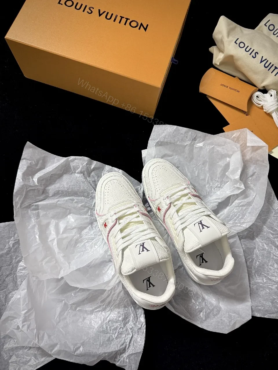 View 9 of Ivory Knit Luxe Sneakers: Subtle LV Style, All-Day Comfort