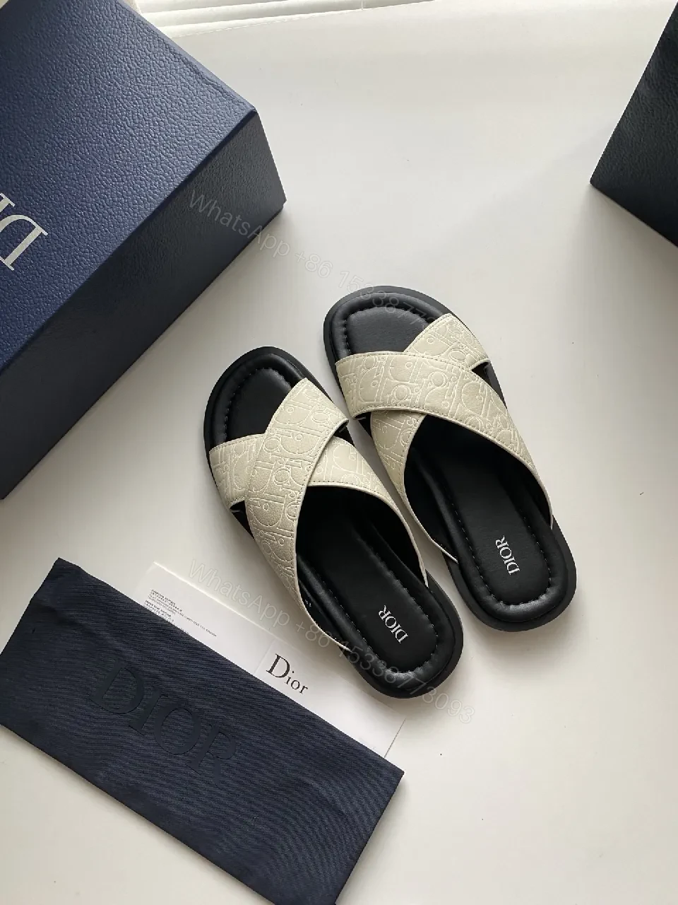 View 4 of Beige + Leather + Minimalist + Cushioned Comfort + Slides