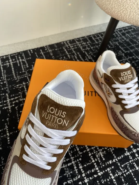 View 4 of Brown Monogram-Trim LV-Style High-Tops for All-Day Comfort