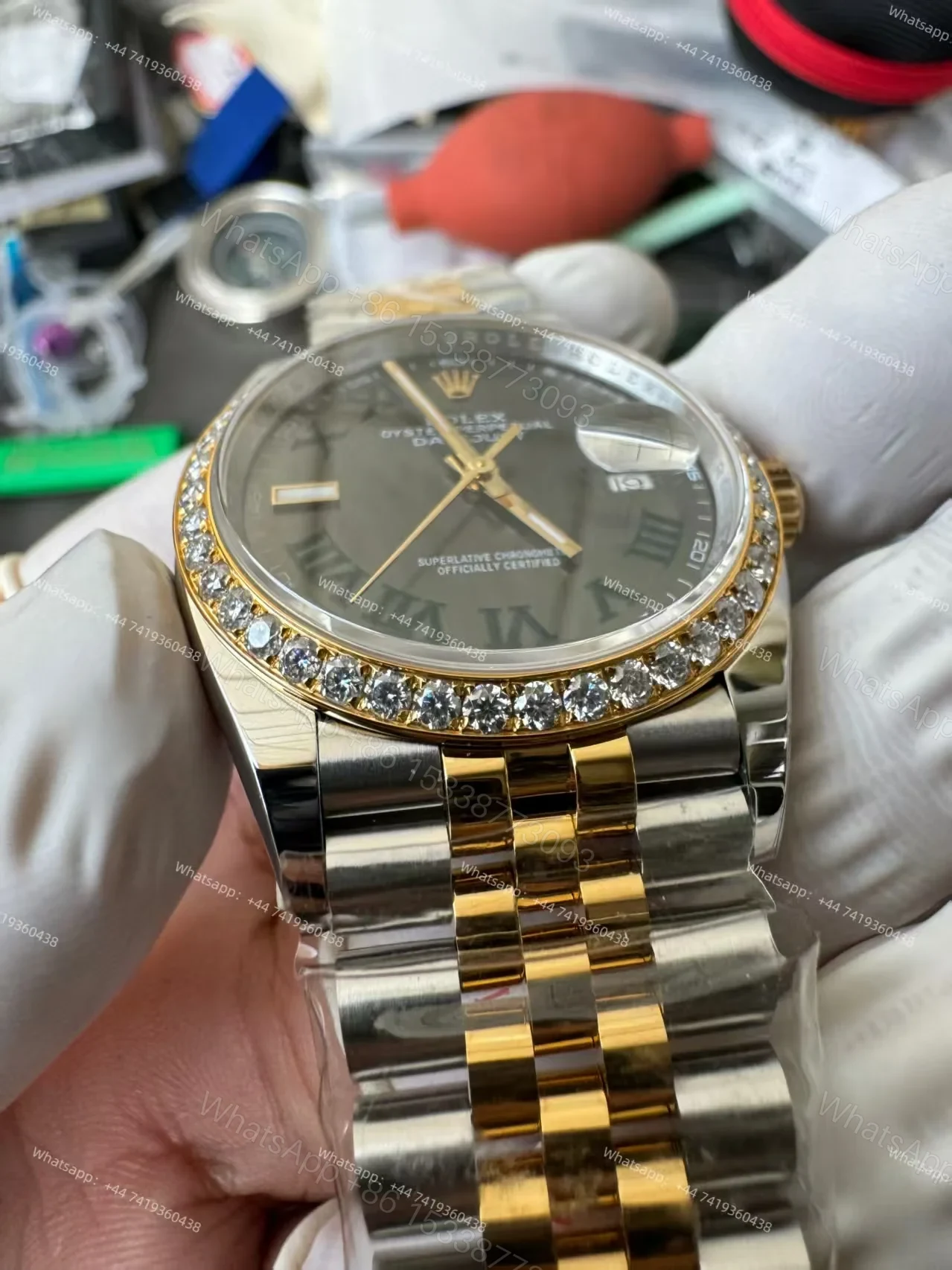 View 10 of Rolex Datejust M126283RBR-0021 1:1 Replica Roman Dial Diamond-Set Bezel 36MM 3235 Movement Super Clone Watch