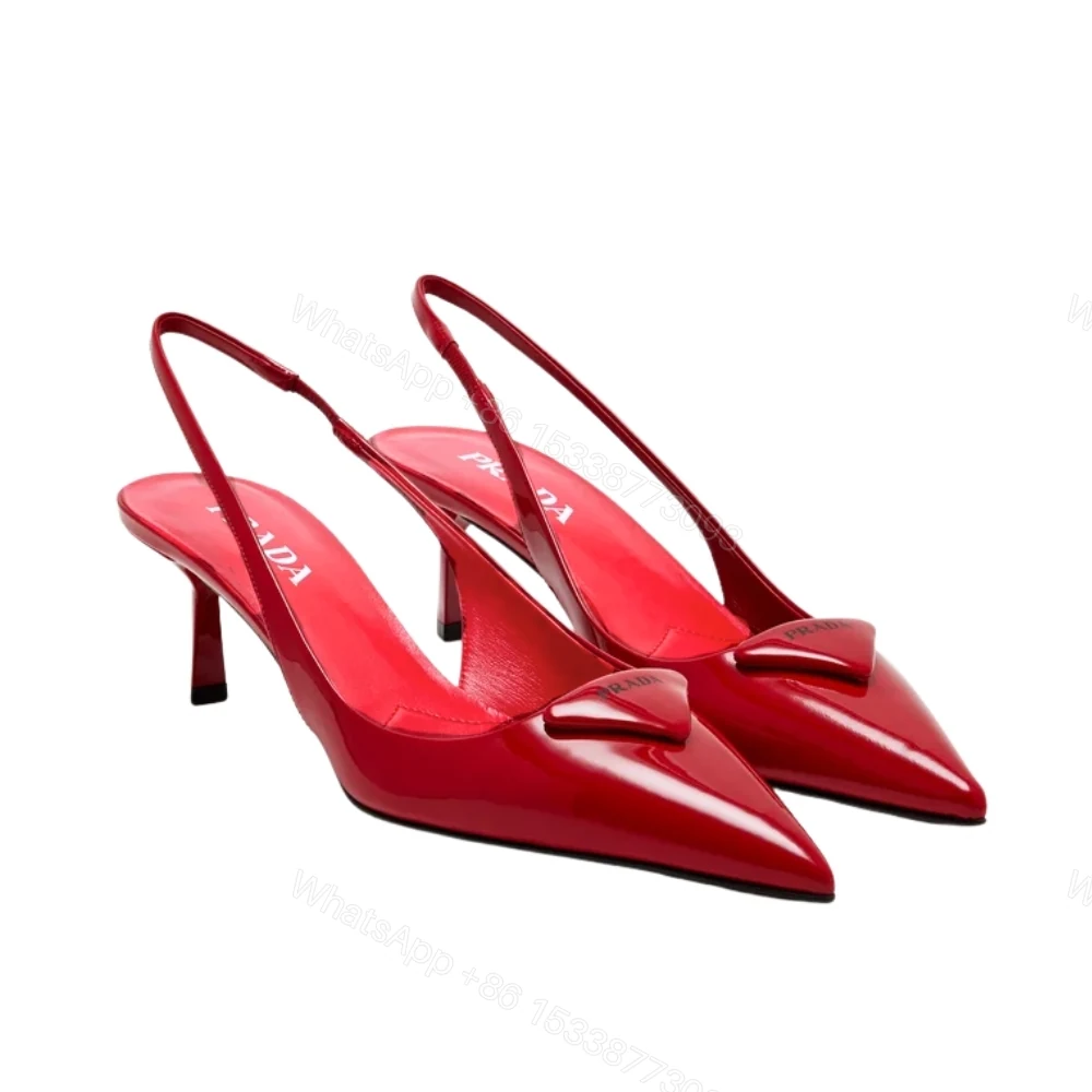 Prada Patent Leather Slingback Pumps Red — view 1