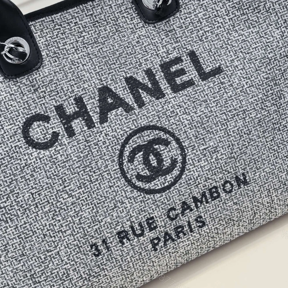 View 6 of Chanel Large Deauville Tote Bag Bicolor Gray 40Cm