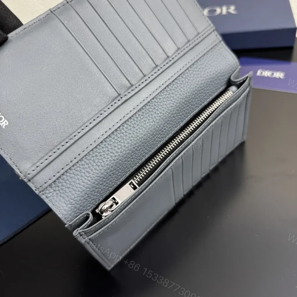View 2 of Slate Denim Monogram Wallet: Pebble Leather, Slim Luxe Style