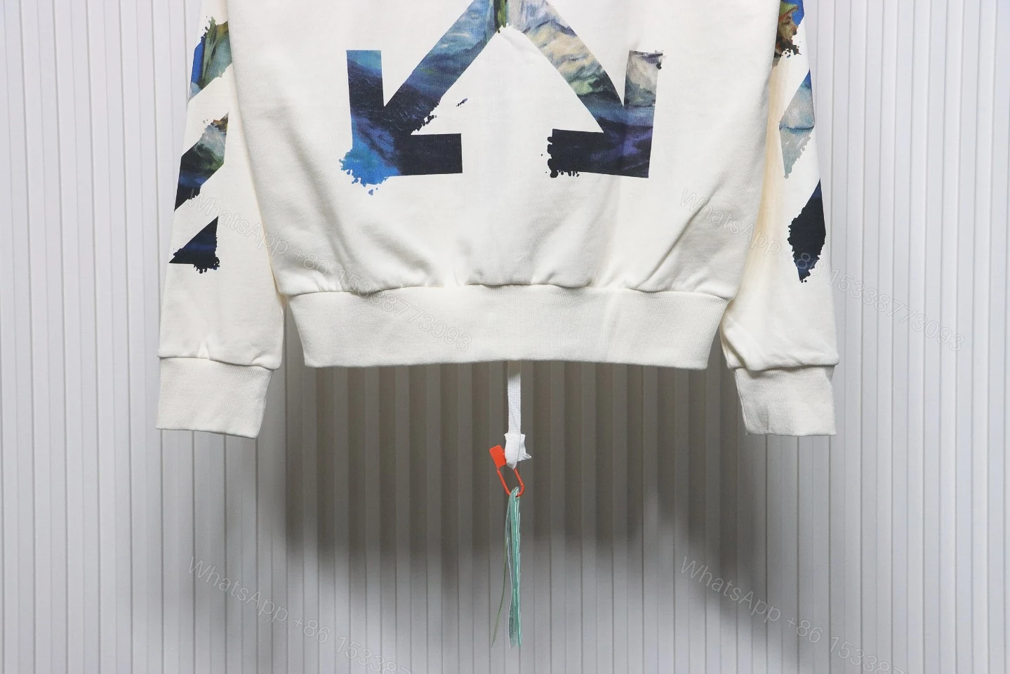 View 3 of Off-White Oil Painting Printed White Zipper Hoodie