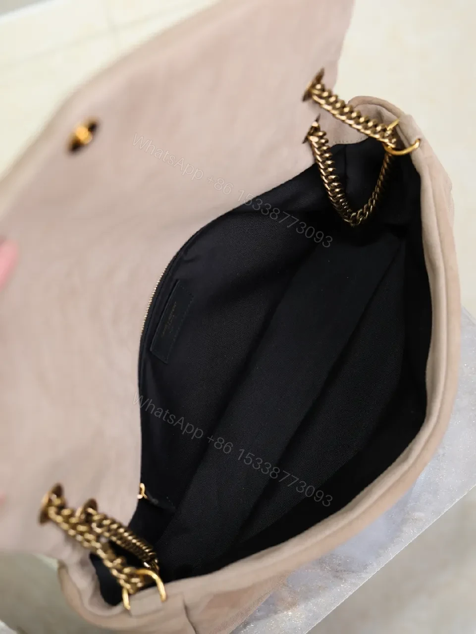 View 8 of Taupe Suede Clutch – Gold Hardware, Envelope Style, Everyday Luxe