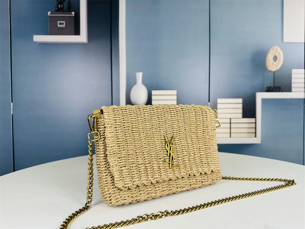 View 5 of Saint Laurent Jamie Medium Naturale Raffia Shoulder Bag New