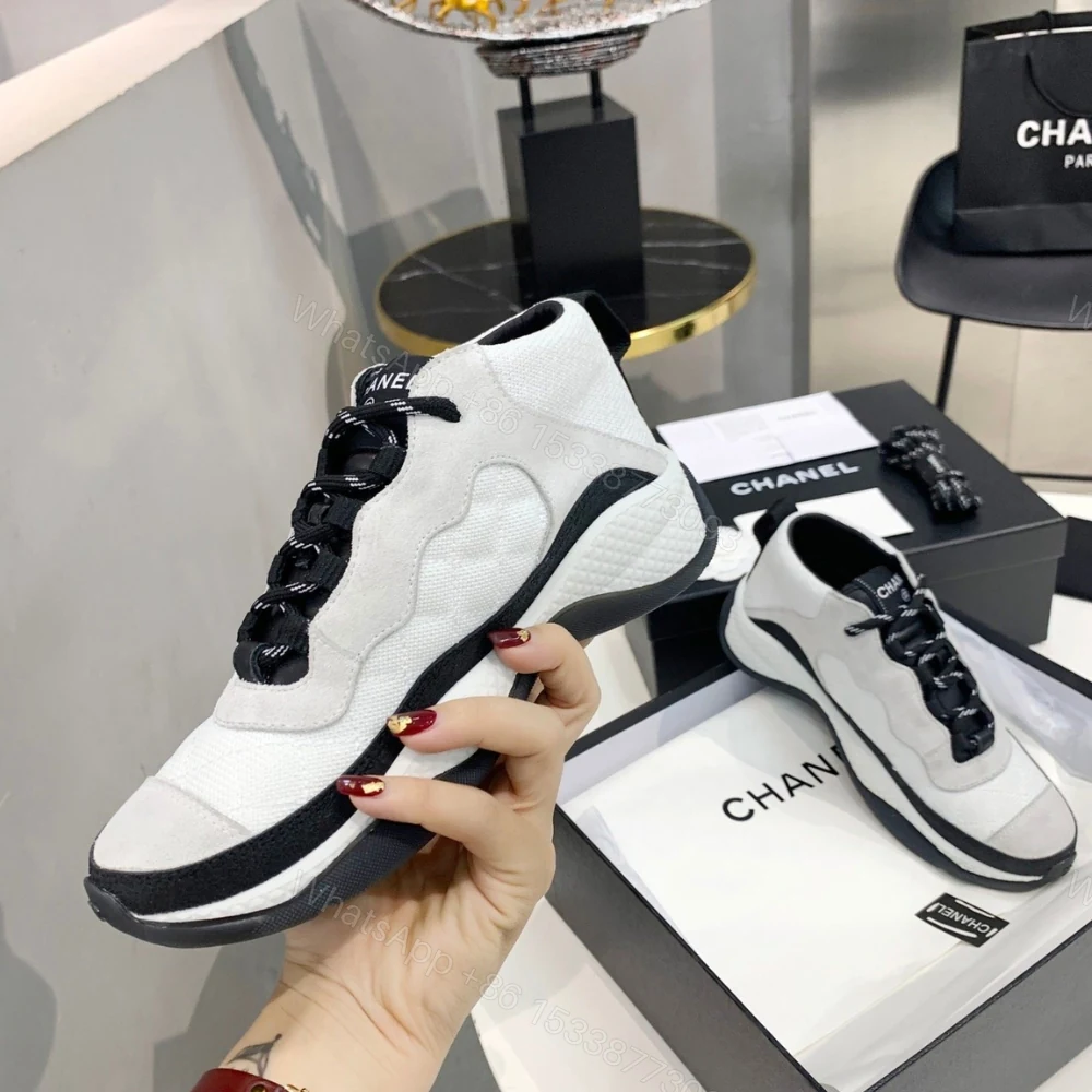 View 2 of Chanel Plain Logo Sneakers Suede White G65776