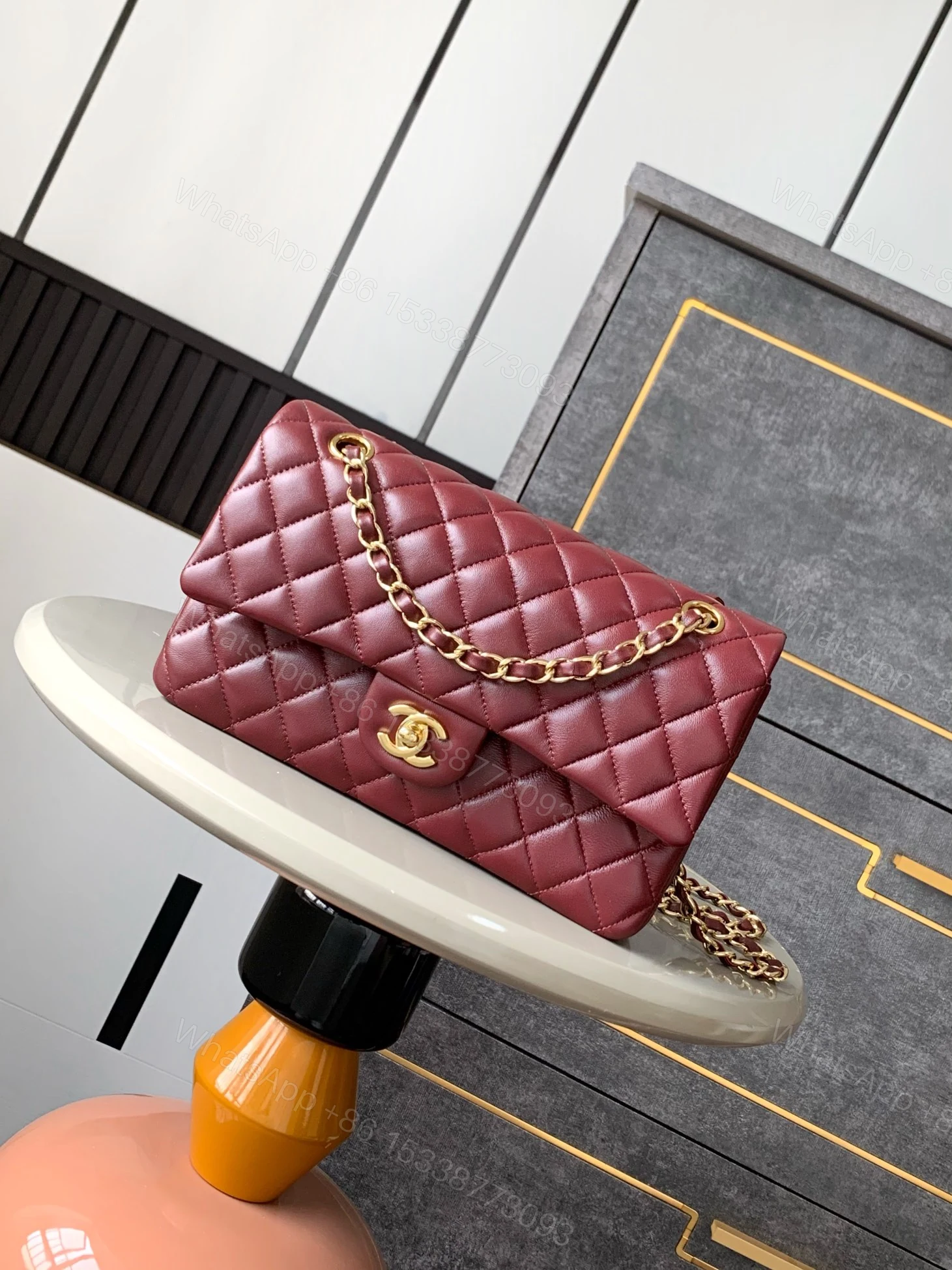 CHANEL A貨 2.55 酒紅色菱格鏈條包 優雅典藏高級精品女包 — view 1