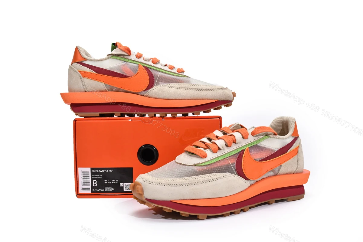 CLOT x sacai x Nike LDWaffle Orange Blaze DH1347-100 — view 2