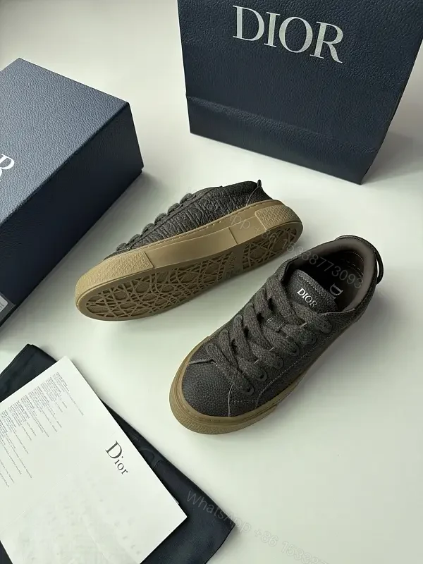 Black Leather Sneakers Rubber Sole Dior Style Durable Comfort Sneaker — view 1