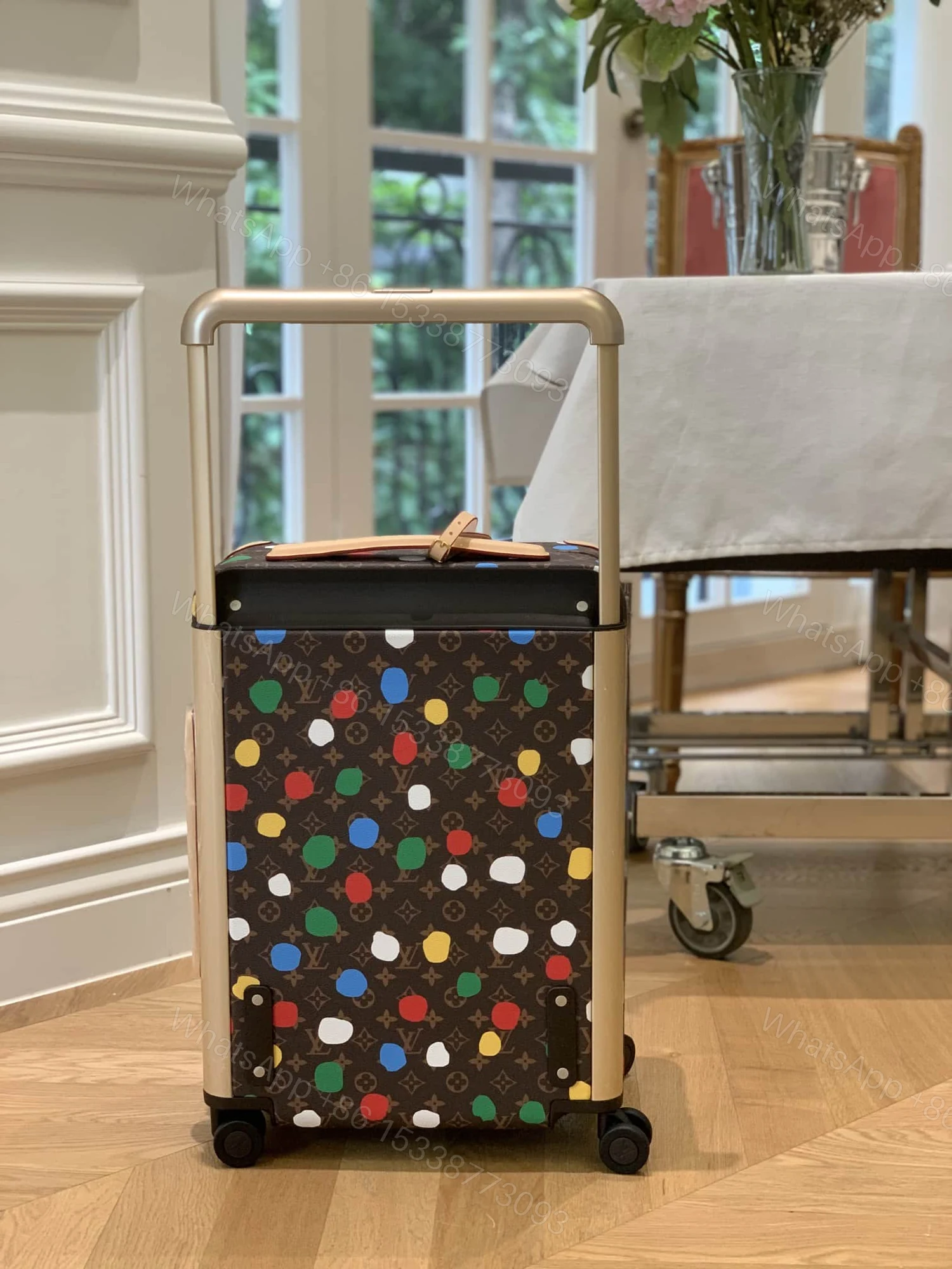 View 4 of Louis Vuitton X Yayoi Kusama Horizon 55 Suitcase Grained Leather Monogram Multicolor 55Cm M10118