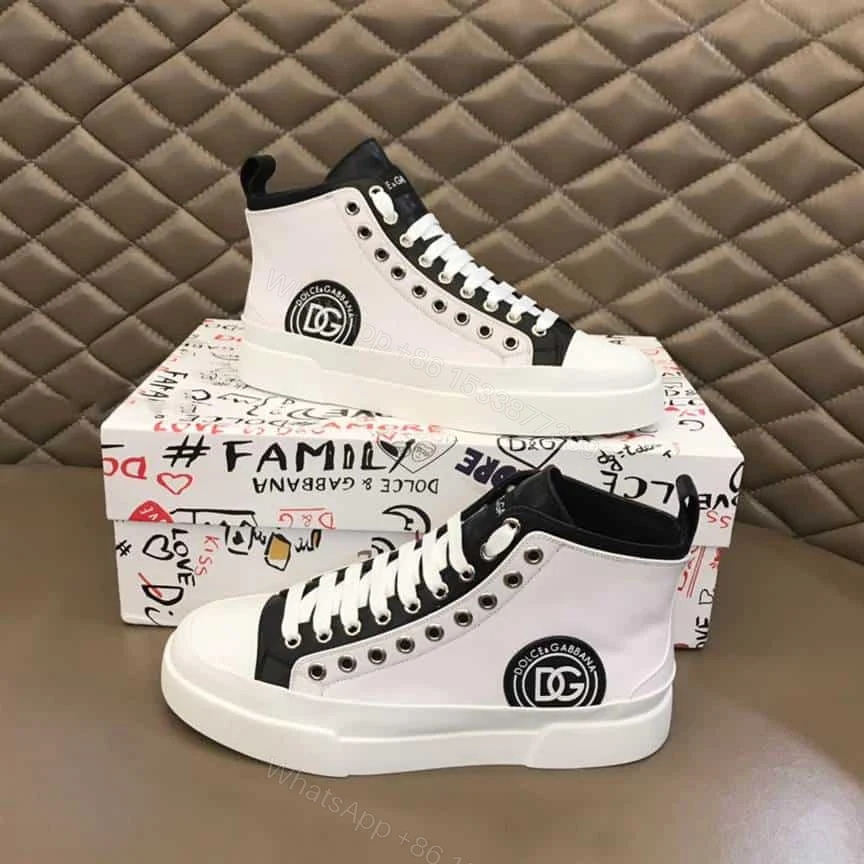View 8 of DOLCE AND GABBANA QUILTED TWO-TONE NYLON PORTOFINO LIGHT MID-TOP SNEAKERS IN WHITE – DG107