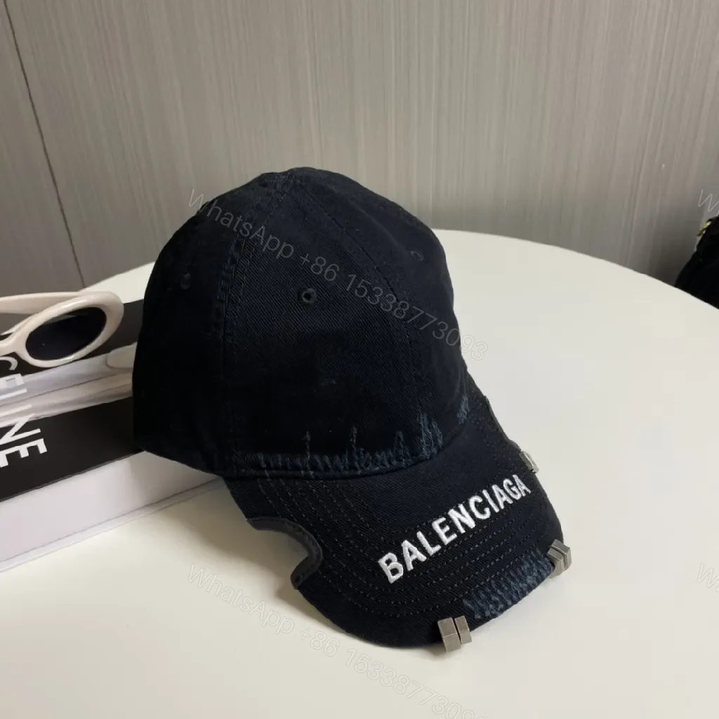 View 5 of Black Cap Black Cotton-Nylon Bold Balenciaga Branding Cap
