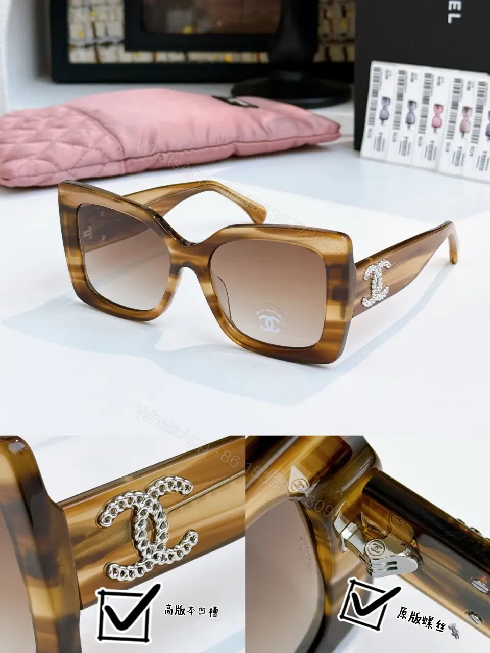 View 5 of Chic Square-Frame Sunglasses with Gold Accents – Statement Pair