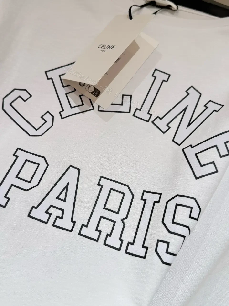 View 10 of White cotton long-sleeve T-shirt with Paris print for everyday luxury