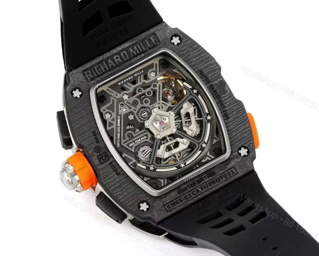 View 7 of Richard Mille RM65-01 McLaren W1 Automatic Chronograph Watch Carbon TPT Titanium Skeleton Dial RMAC4 Movement Supercar Edition RM65-01-MCL-W1-CHR