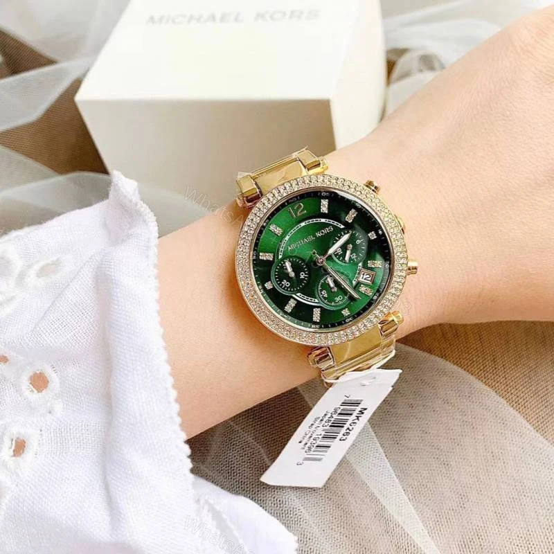 View 2 of First Copy Michael Kors Parker Gold Green Watch For Women