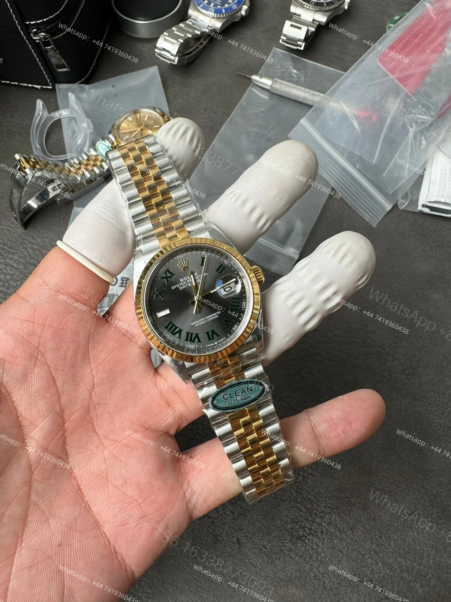 View 2 of Rolex Datejust M126233-0035 1:1 Replica Gray Roman Dial Jubilee 36MM 3235 Movement Super Clone Watch