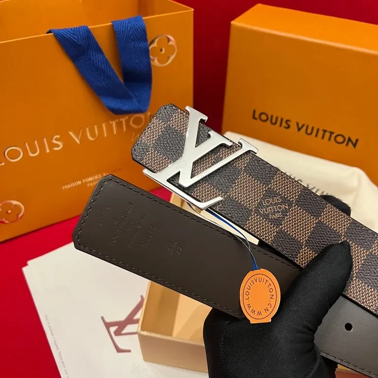 View 8 of Premium Damier LV Belt: Canvas + Stainless Buckle, Adjustable Comfort