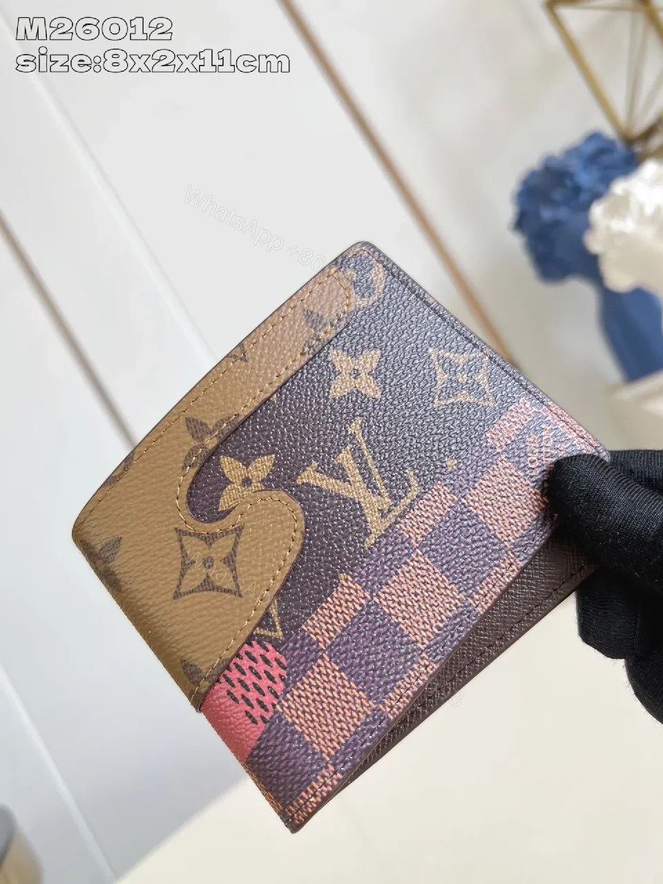 View 3 of Compact Luxe Wallet with Monogram Pattern Luxury Wallet, Two-Tone
