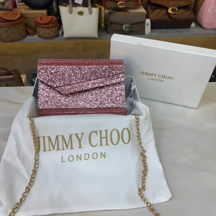 View 3 of FIRST COPY JIMMY CHOO CANDY CLUTCH SHIMMER ROSE HANDBAG