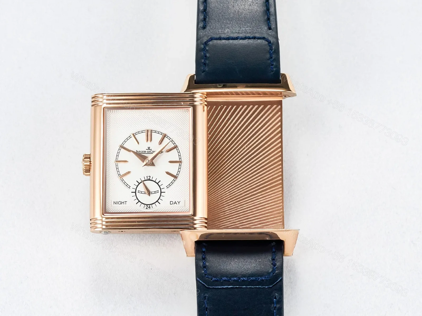 View 17 of Reverso Tribute Duoface Small Seconds RG MGF Best Edition Blue Dial on Blue Leather Strap A854A