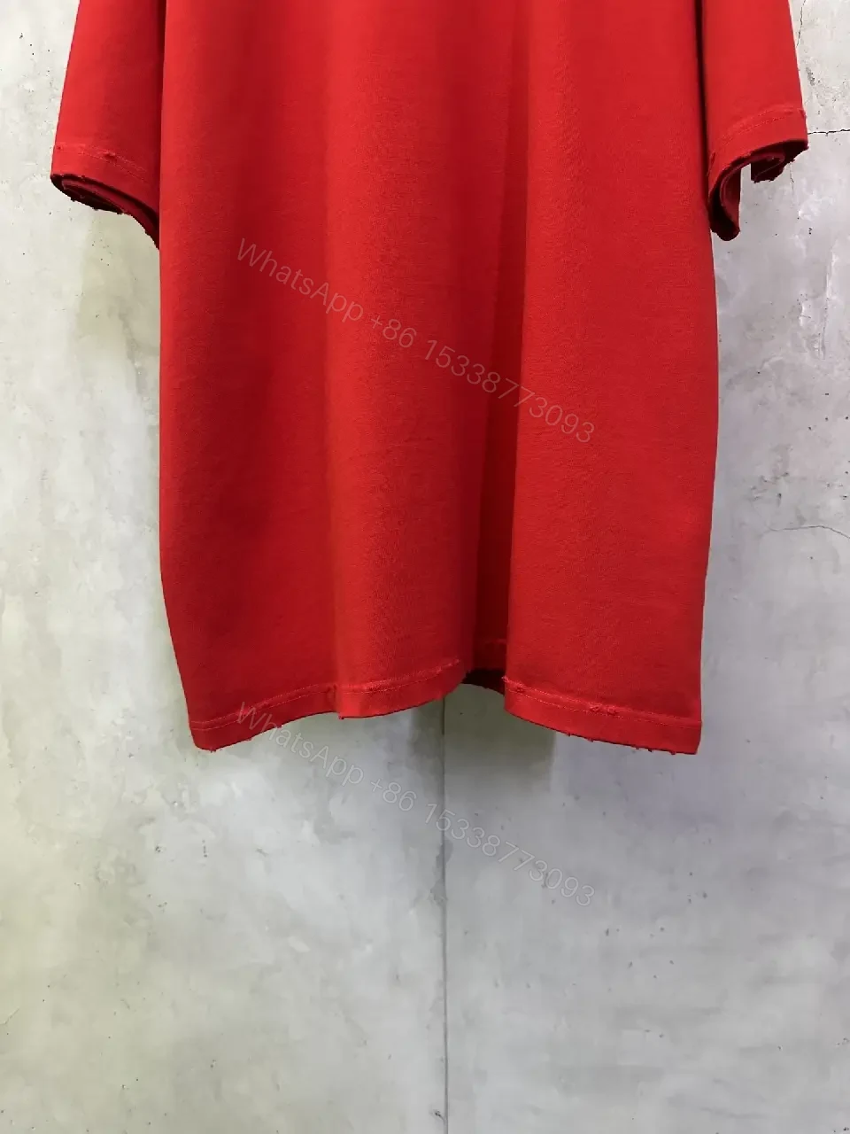 View 11 of Bold Red Silk-Soft Tee with Signature Logo, Casual Luxury Tee