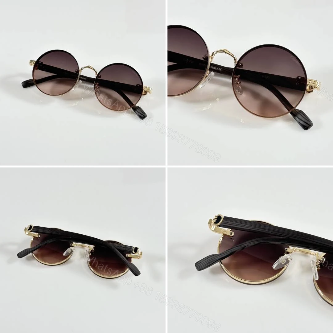 View 2 of First Copy Cartier Round Brown Gradient Sunglasses Metal Frame Unisex UV Protection