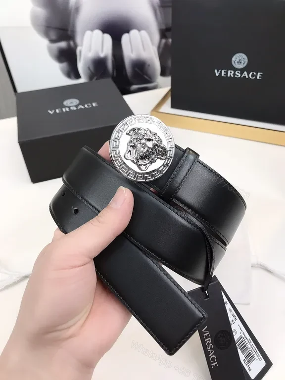View 6 of Versace Black Leather Belt: Bold Medusa Buckle, Modern Luxury
