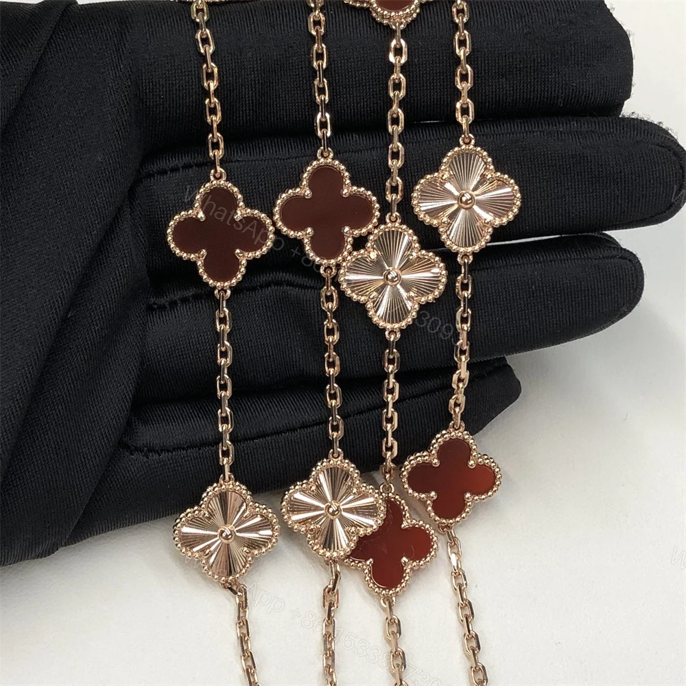 View 4 of Van Cleef & Arpels Vintage Alhambra Long Necklace 20 Motif Guilloche Carnelian VCARP7RO00