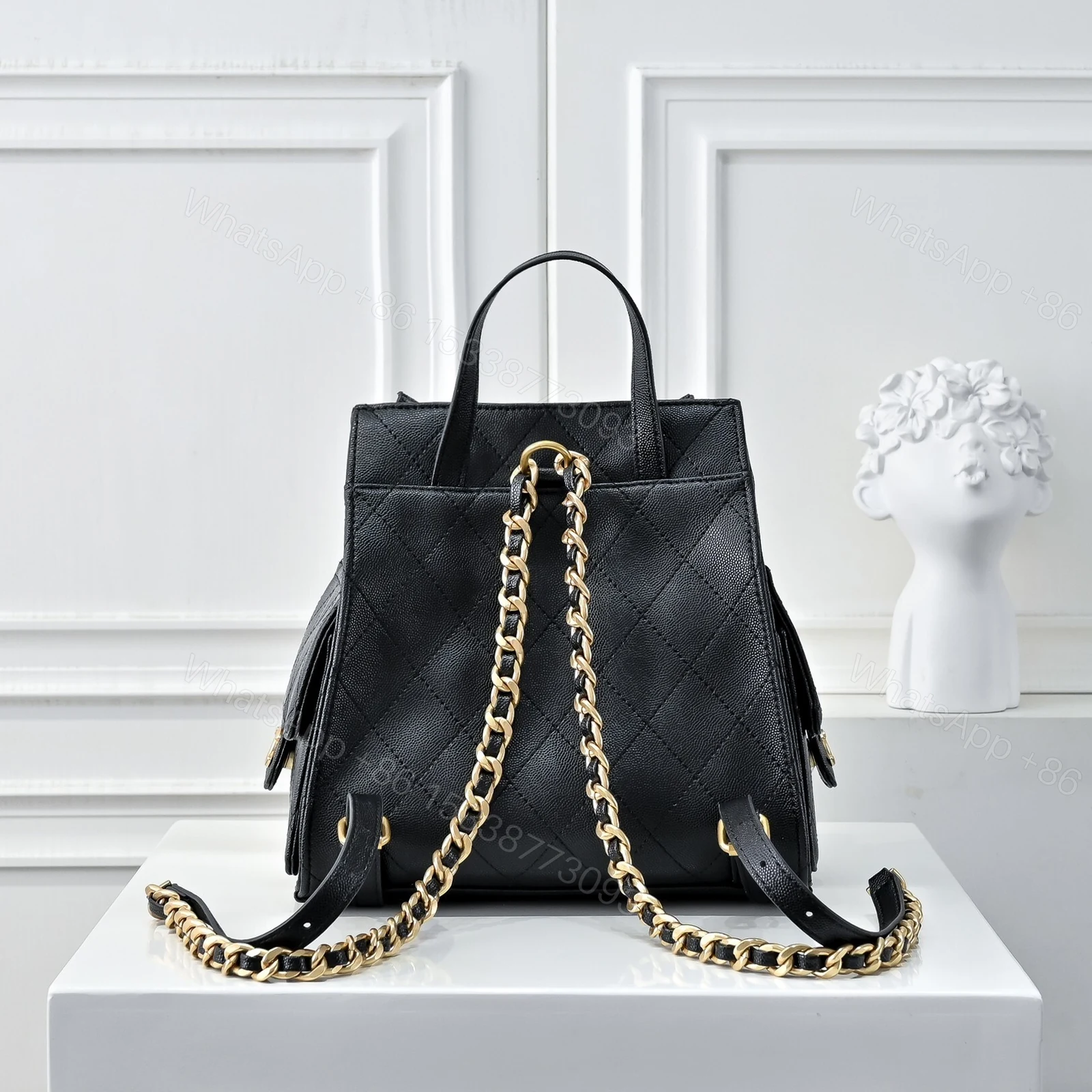 View 4 of Chanel 25 Medium Size Backpack Grain Effect And Gold Metal Black 23Cm As5600 B20304 94305