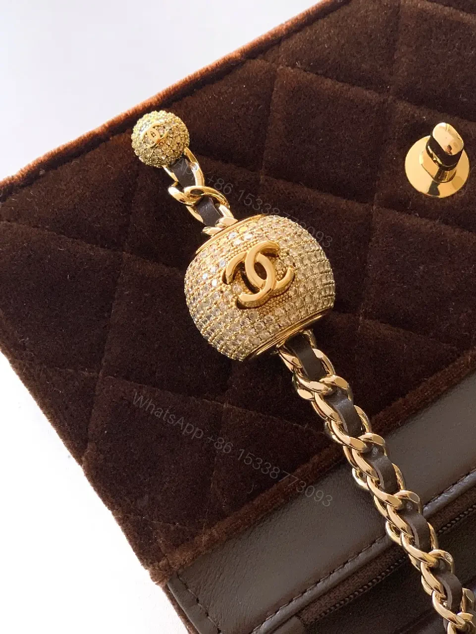 View 4 of Velvet Flap Bag: Rich Chocolate Chain-Detail Luxury