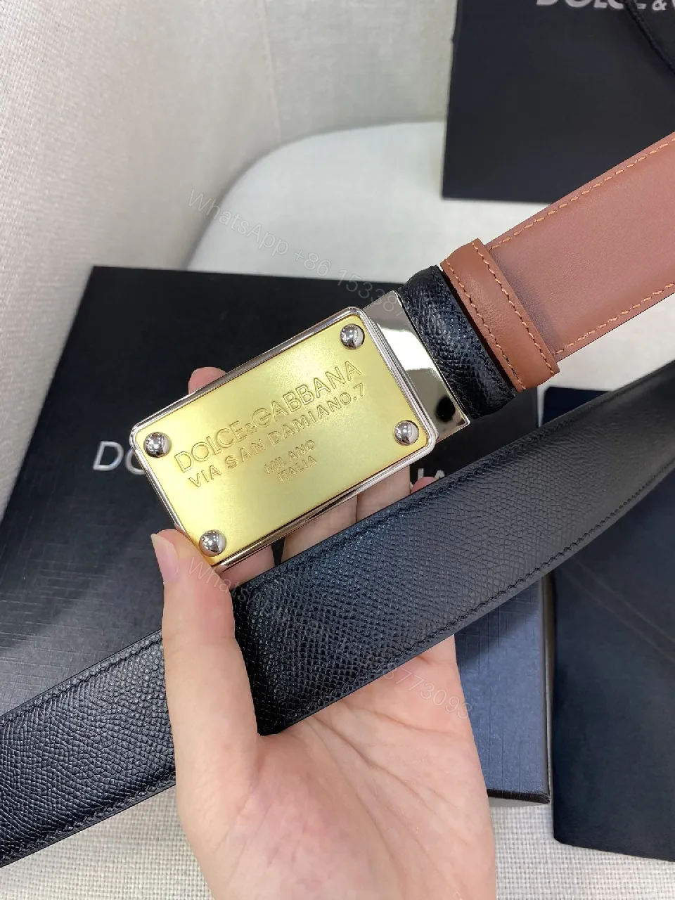 View 4 of Slim Leather Belt with Gold Plate Buckle - Luxury Everyday Accessory