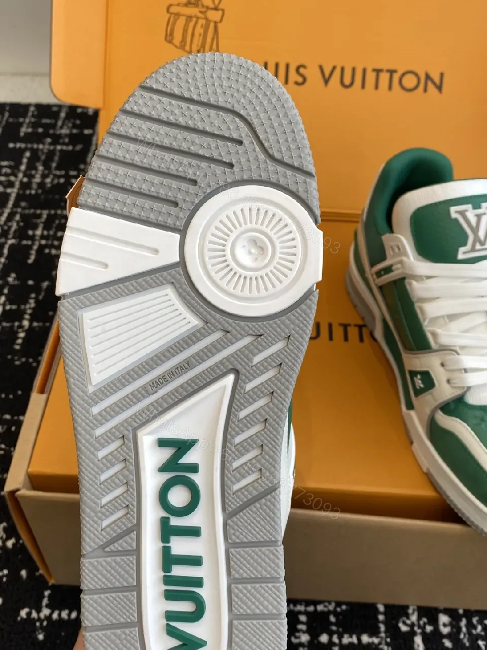 View 2 of Green & White Luxe High-Top Sneaker with Comfort