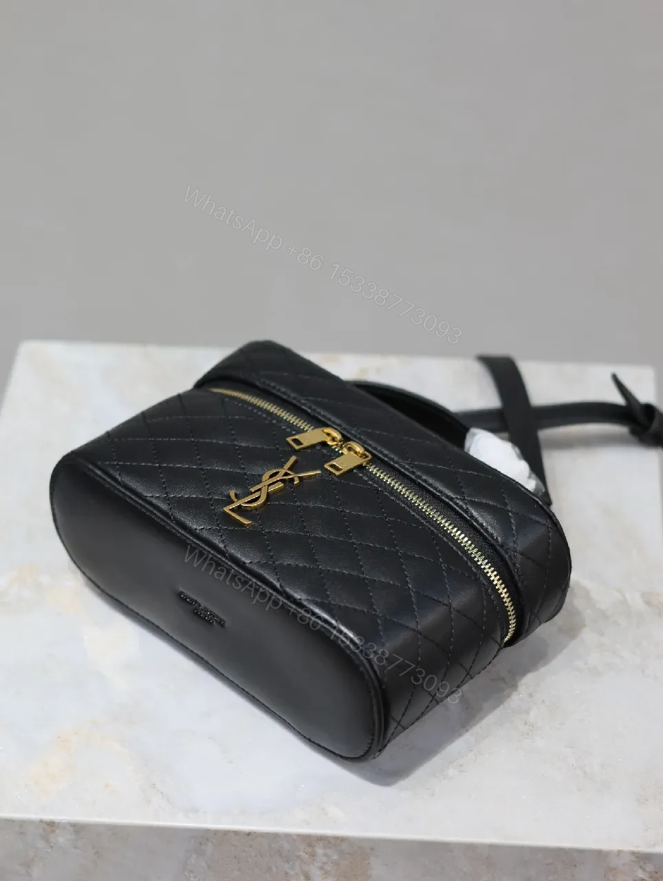 View 6 of Quilted Calfskin Mini Crossbody with Gold Hardware Luxury