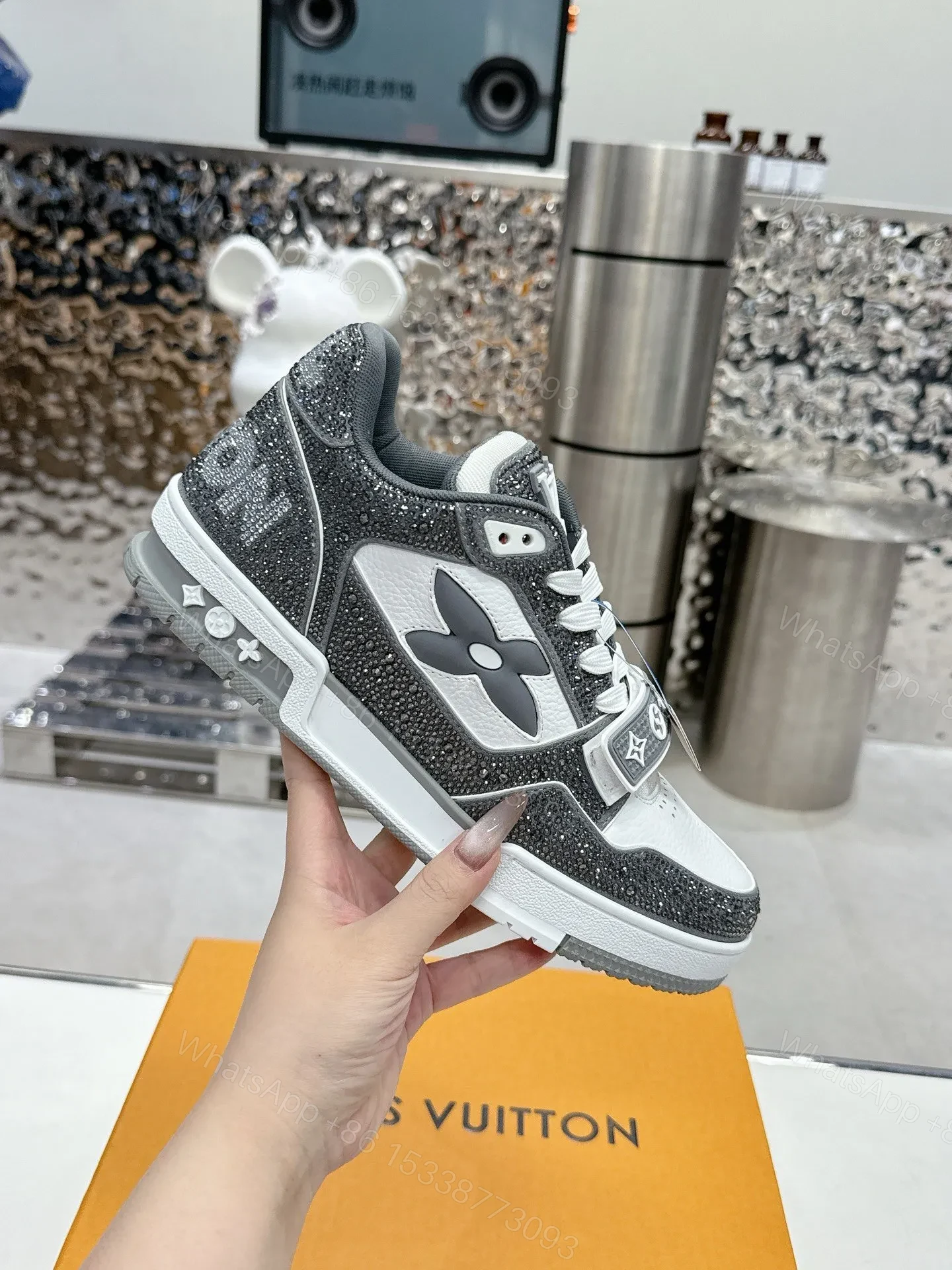 View 6 of LV Women White Black Leather Sneakers